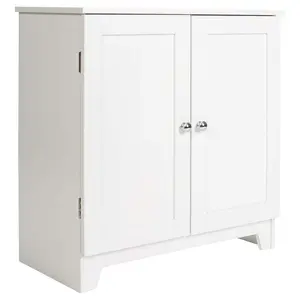 Redmon Double Door Freestanding Floor Cabinet, Modern Wooden Furniture, White