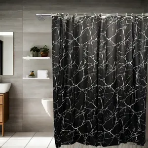 Lightweight Marble Texture Plastic Shower Curtain, Waterproof Design, Multiple Sizes Available, Luxurious Style for Bathroom Use