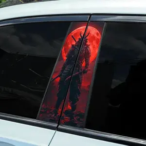 Samurai Pattern Car Sticker, Universal Car Sticker, Waterproof & Sunproof Vinyl Decal, Suitable for Car B-pillar, C-pillar, Perfect for Covering Door Pillar Scratches, Automobile Decals, Car Decals