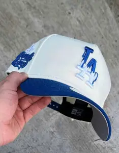 Los Angeles Dodgers White Royal Blue Snapback Hat – Raised LA Embroidery MLB Cap for Men Women, Adjustable Baseball Streetwear, Vintage Hip Hop Fashion, Casual Everyday Urban Style