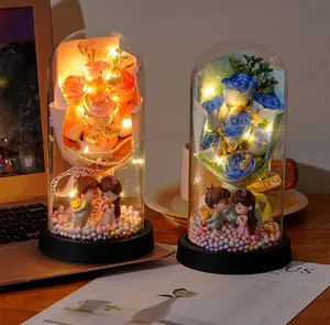 Preserved Flowers Artificial Blue Roses Bouquet for Boyfriend Girlfriend Mom Romantic Gifts for Him Her Wedding Anniversary Mothers Day Birthday Eternal Rose Presents for Wife Husband