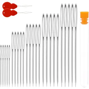Sewing  Large Eye, 25 count Stainless Steel Embroidery  with  Threaders Yarn  Stitching  for Hand Sewing (5 Sizes)