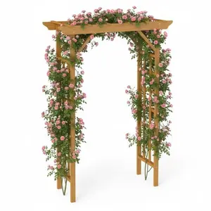 Wooden Arbor, Wedding Arch for Ceremony, Wood Trellis for Plant Climbing, Christmas Decor Pergola for Garden Backyard, Backyard Decor, Garden Accessories Faux Flower Fence