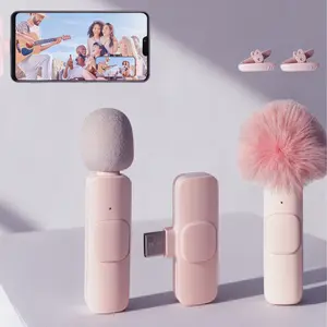 Pink Dual Wireless Lav Mics - USB Plug & Play for iPhone/Android/PC, Noise Cancelling, 8H Battery for YouTube/TikTok, Podcast Interview Kit