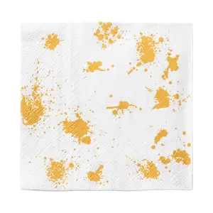 White with Gold Paint Splatter Paper Beverage/Cocktail Napkins