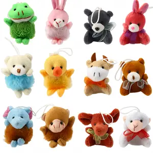 Mini Plush Animal Keychain Assortment (12, 24, 36 Pcs), Cute Small Animals Stuffed Toys for Birthday Party Favors, Teacher Student Awards, Treasure Box Gifts, Carnival Prizes, Backpack Charms