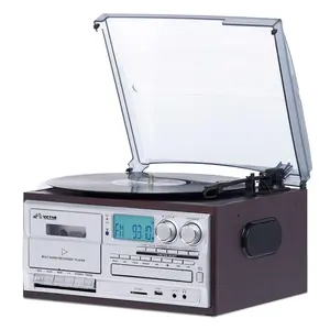 Victor Audio  Victor Cosmopolitan 8-in-1 Turntable Music Center with Bluetooth, USB & Cassette (Espresso), Vinyl, Speaker