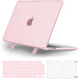 MOSISO Compatible with MacBook Air 13 inch Case M5 2026 M4 2025 M3 M2 2024-2022 A3449 A3240 A3113 A2681, 3 in 1 Kit Heavy Duty Shockproof Sparkly Glitter Hard Case with Fold Kickstand