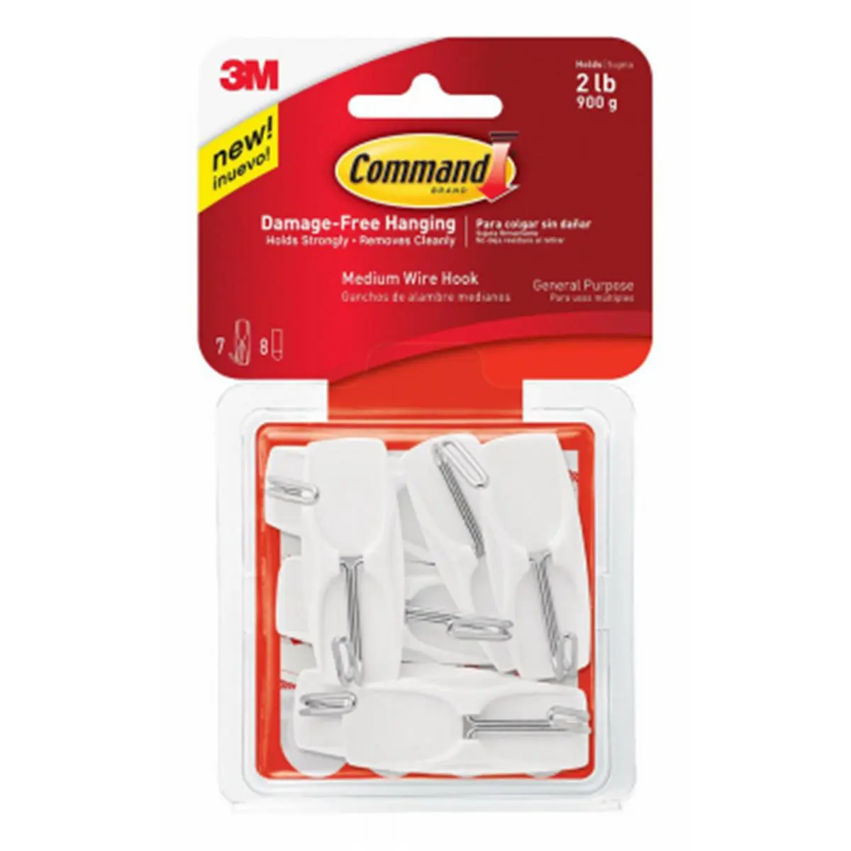 212 MAIN 3M Company White Medium Toggle Type Hook - 7 Count, Damage-Free Wall Mounted Organizer Hanger, Home Organizer Tool