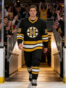 Happy Gilmore Classic Hockey Jersey, Boston #18 Vintage Print Men's Ice Hockey Shirt, Quick-Dry Breathable, Sporty Fit, All Seasons