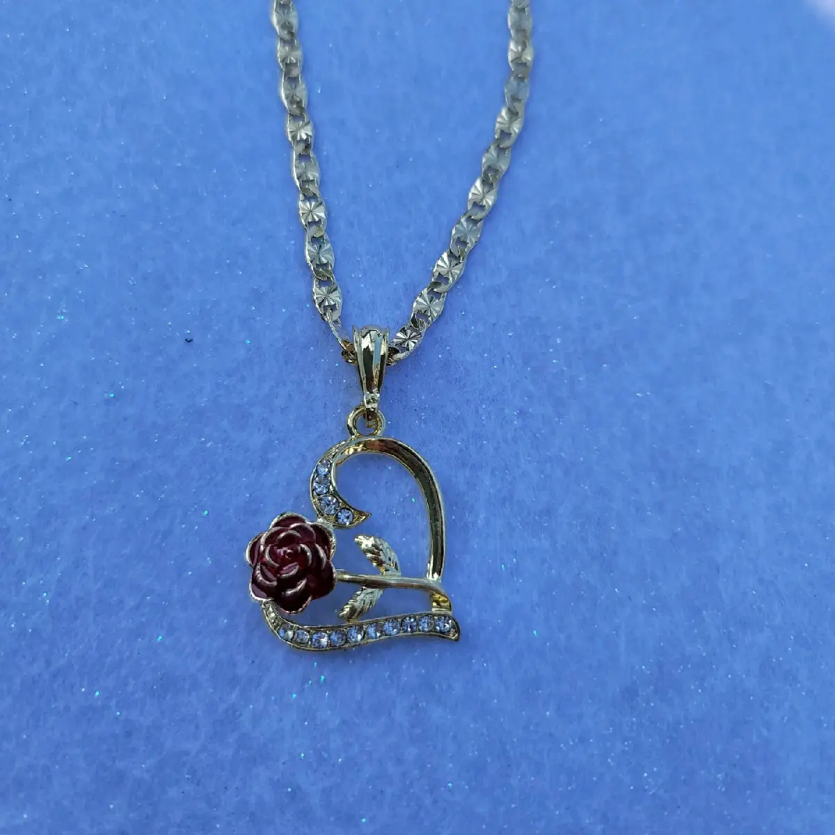Heart with rose Necklace