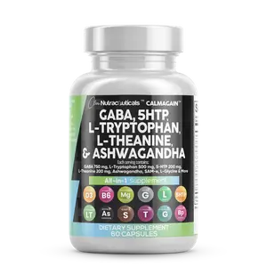 Clean Nutraceuticals GABA, 5 HTP, L-Tryptophan, L-Theanine, Ashwagandha, SAM-e. L-Glycine & More for Women's Mood & Balance Support Capsules - CalmAgain