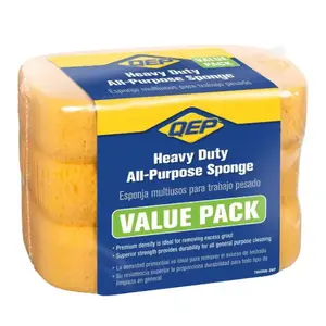 QEP 7-1/2 in. x 5-1/2 in. Extra Large Grouting, Cleaning and Washing Sponge (3-Pack), Heavy Duty Sponge, Extra Large Sponge, Multipurpose Sponge, Tile Installation Sponge, Rounded Corner Sponge, High Density Sponge, Car Wash Sponge, 3-Pack Sponge.
