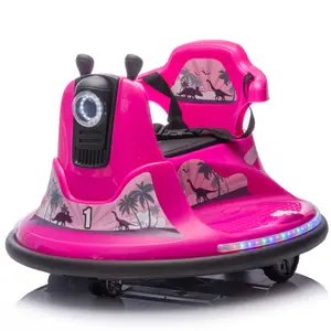 12V Kids Ride On Bumper car W/Parents control,Rotate 360 degrees,Two-handed switch for direction control,Bumper strip,Light belt,MP3 music,Bluetooth,Provide a Speed of 0.75MPH For kids of 2-5