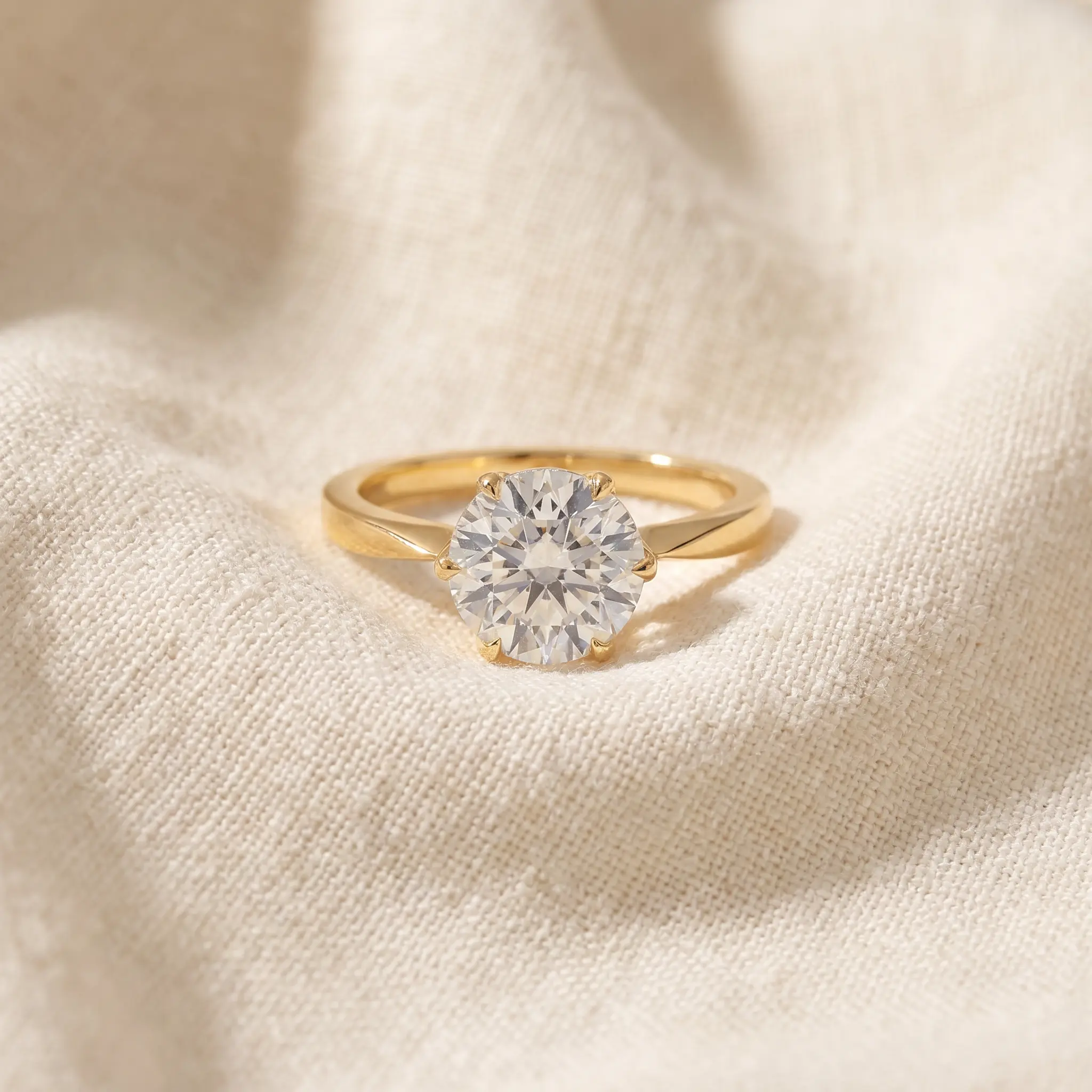 2 Ct Diamond Solitaire Engagement Ring 14k Yellow Gold Lab Grown
