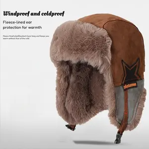 Windproof Fleece Lined Aviator Cap, Foldable Cold Weather Hat, Winter Headgear for Skiing, Cycling, Running, Hiking, Outdoor Warm Unisex