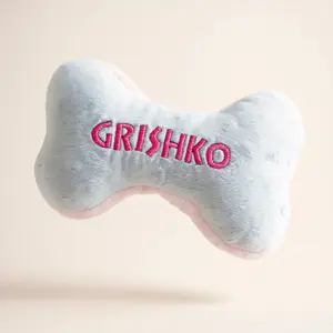 Personalized Dog Bone Toy with Squeaker - Handmade Plush Puppy Gift