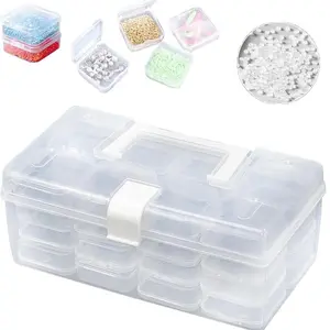 Multifunctional portable storage box, 1 piece, 32-compartment plastic storage box, DIY craft bead accessory sorting box, multifunctional portable storage box, jewelry bead organizer, household sewing supplies storage box.