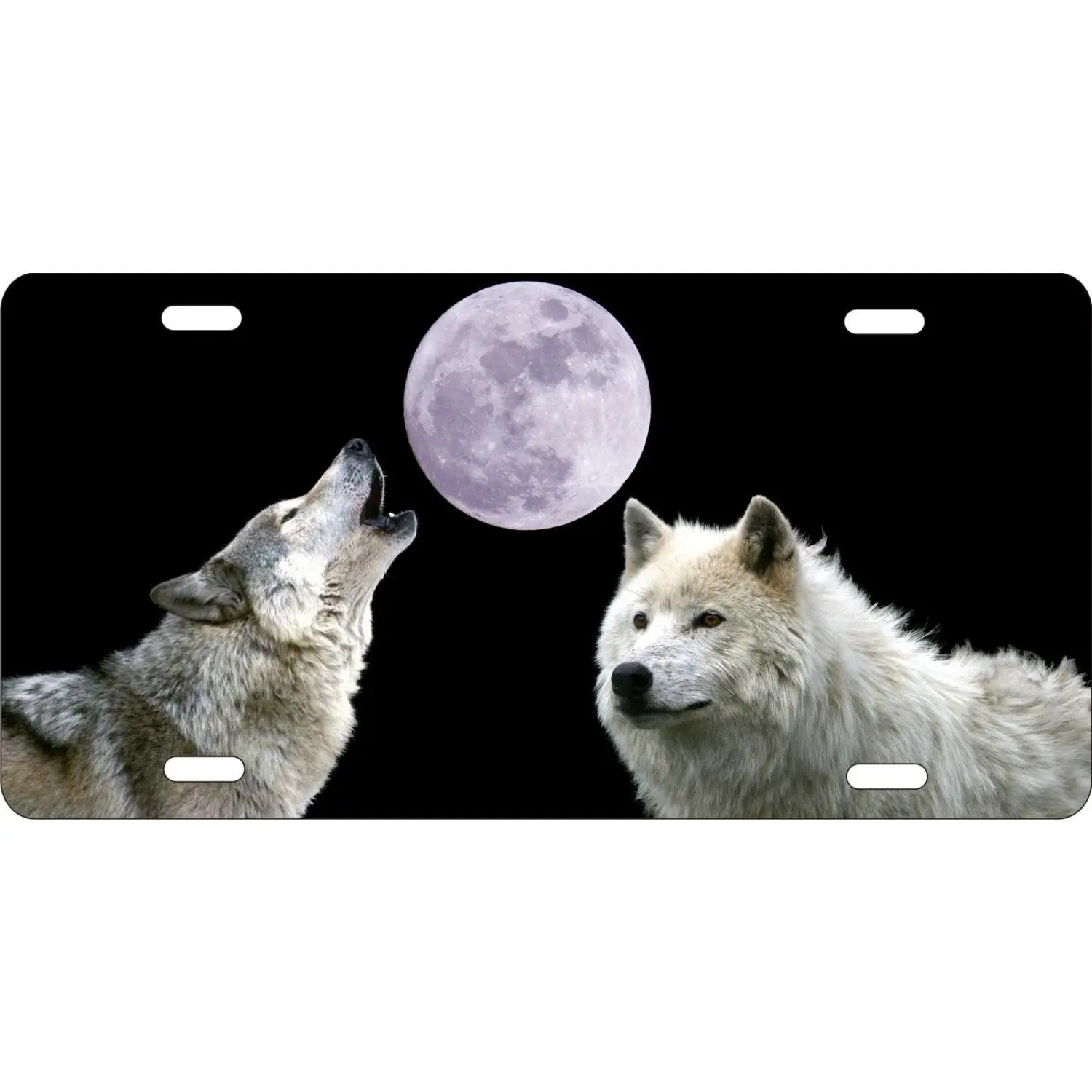 Wolf howling at the moon novelty front license plate wolves predators decorative car tag