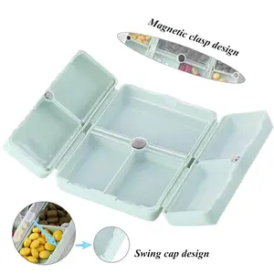 Magnetic Foldable Weekly Pill Organizer,7 Compartments Portable Travel pill Case,Small pill Box for Purse Pocket to Hold Vitamin Healthcare