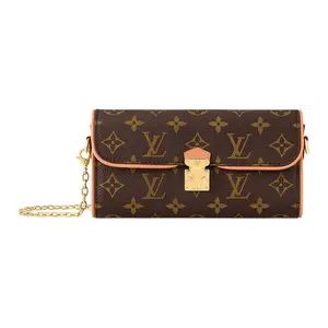 Louis Vuitton Pochette Camille Crossbody Bag for Women, Coated Canvas with Gold-Tone Hardware, Brown