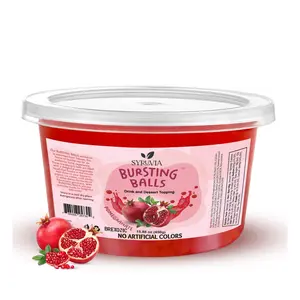 SYRUVIA Sweet Popping Boba Pearls, Pomegranate, 1 LB – Bursting beverage & dessert topping for bubble tea and more, Pomegranate flavored pearls