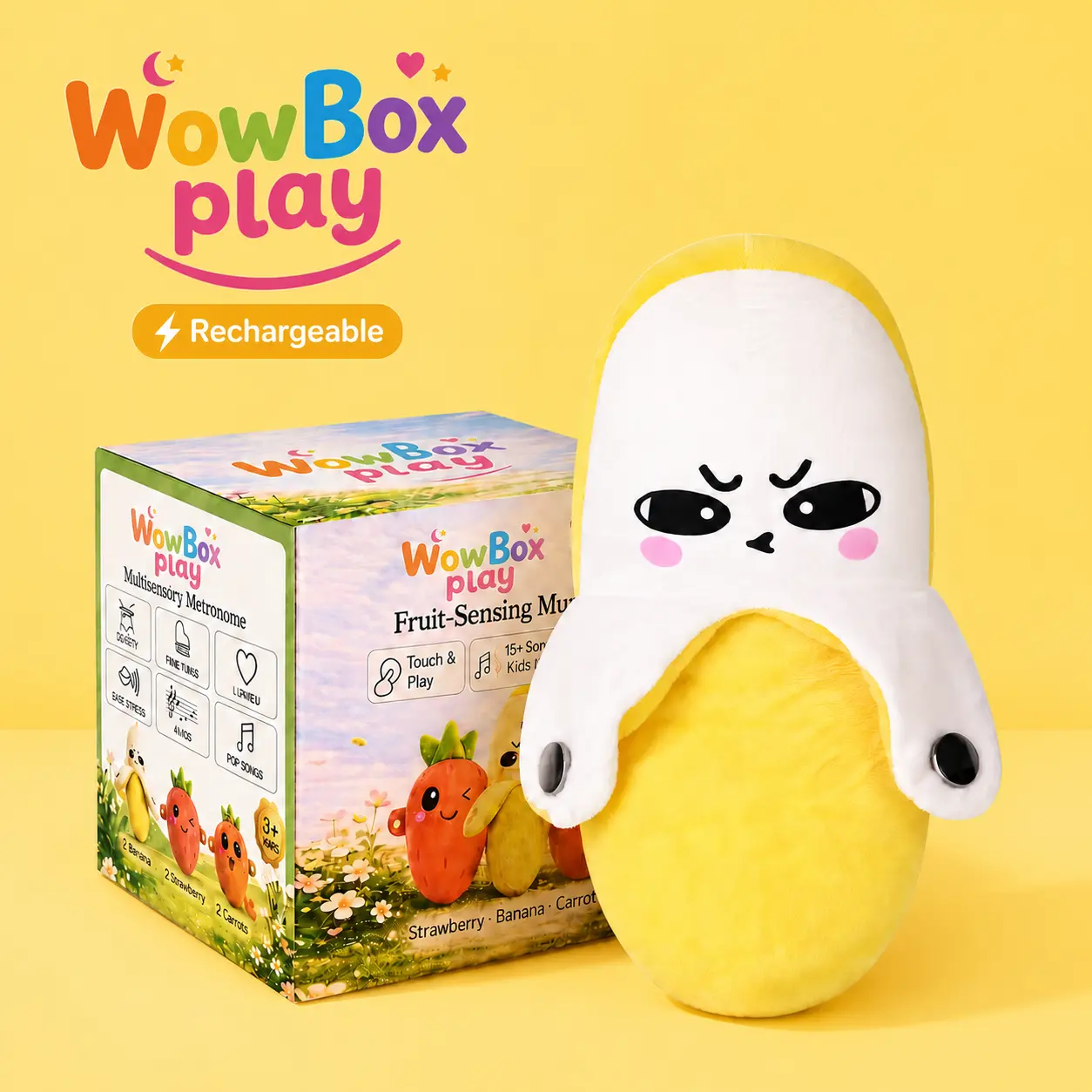 Banana Beat Plush Toy - USB Rechargeable Electric Motion Sensor Music Interactive Duet Rhythm Game Toy, Funny Gift for Kids, Valentine/Easter Party Item