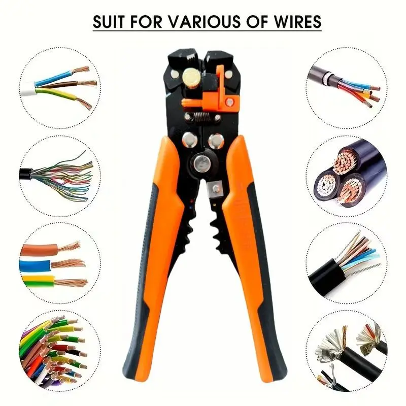 8-in-1 Self-Adjusting Insulation Wire Stripper, Cutter & Crimper Terminal Pliers with Thumb Adjuster, 10-24awg Compatibility, Copper/Aluminum Core Wires, Cushioned Grips, Clever Design, Lifetime Guarantee, Crimpers, 10-24Awg Wires