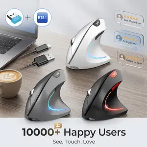 Ergonomic Wireless Mouse, Dual Mode 2.4G+BT5.1 Connectivity 3 Adjustable Settings, 2.4G Connectivity, USB Plug-and-Play,2400 CPI,Optical Movement Detection, Right-Handed Design, Ideal for Home and Office Use, Office Ergonomic Mouse|Sleek