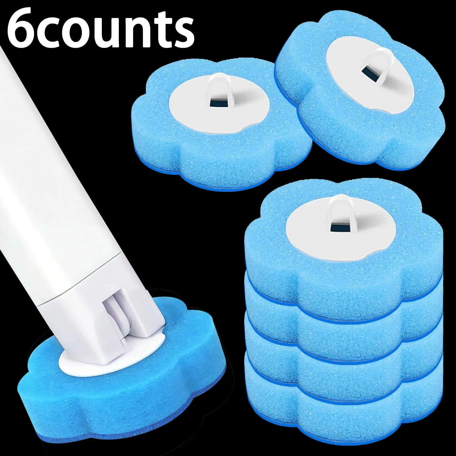 48pcs/24pcs/6pcs Disposable Toilet Brush Replacement Heads, Toilet Brush Refills, Deep Cleaning, No Dead Corners, Effective Removal of Stubborn Stains