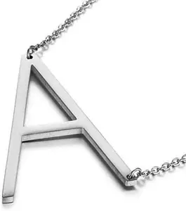 45cm Big Letters Initial Necklace Silver Color Stainless Steel Large Big Letters Pendant Necklaces for Women