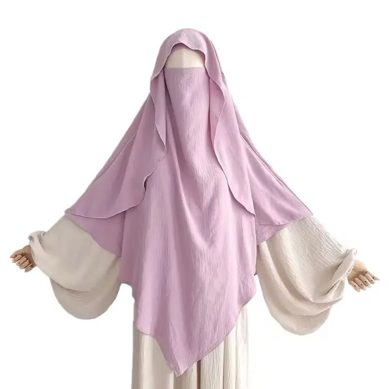 Women's Panjang Ruffle Trim Chiffon Khimar Hijab