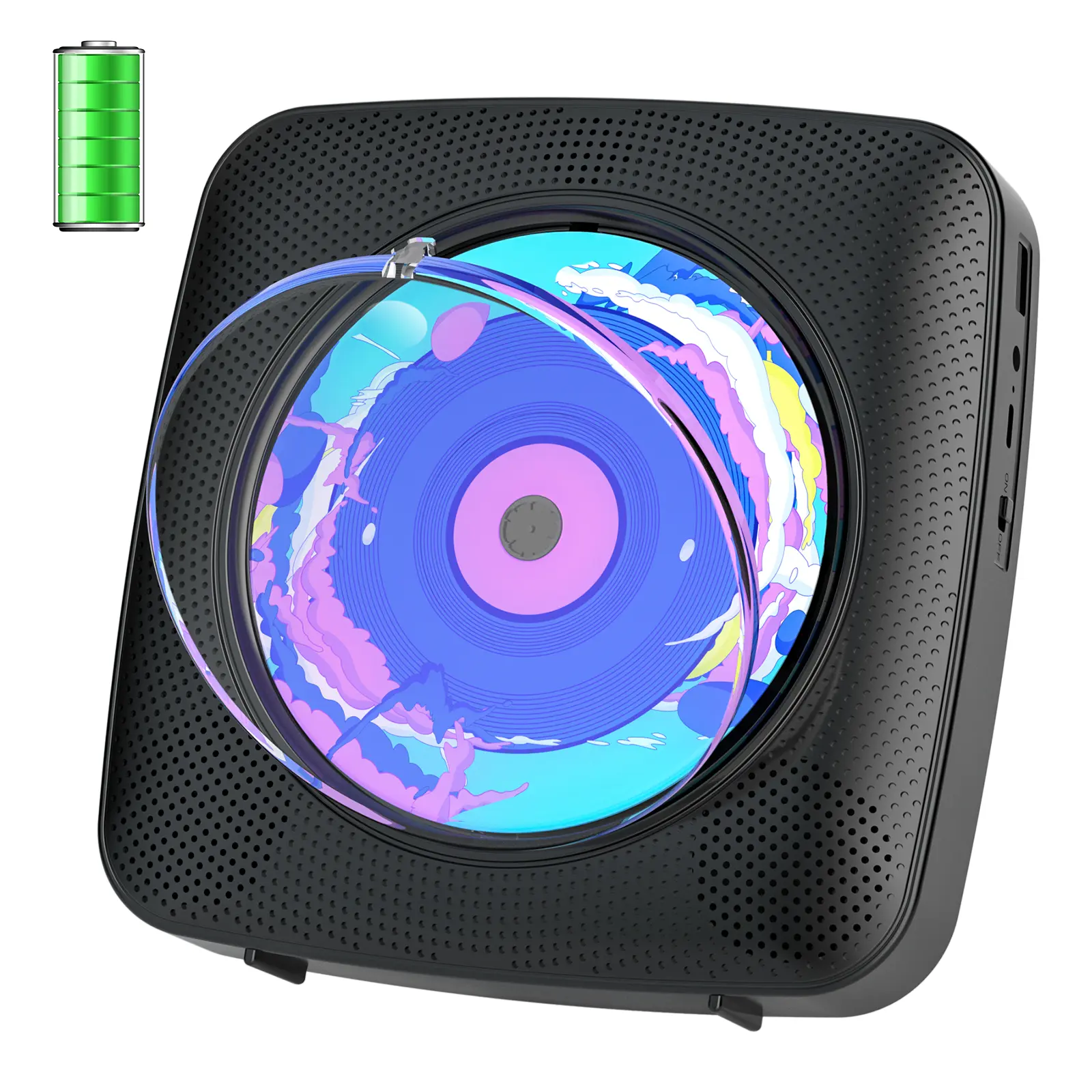 Kegaudio Compact Portable CD Player - Bluetooth Hi-Fi Speaker, FM Radio, 1800mAh Rechargeable Battery, 3.5mm Jack, Anti-Skipping, Plastic Wall/Desktop Use, White USB Player, Remote Control, Desk Stand, Women's Gift, Tablet Compatible