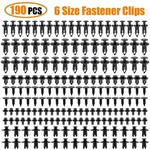 190pcs/191pcs Automotive Fixing Clip Kit -6-size plastic fasteners for automotive decorative panel sales, rivet kit for automotive body bumper mudguard, used for truck and motorcycle fixing clip kit (black) Car Accessory Automotive Accessories