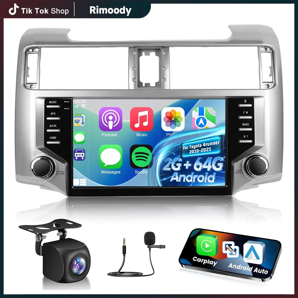 RIMOODY Android 9-in Car Video Player for Toyota 4Runner 2010-2021 [2G+64G] - Wireless CarPlay, Android Auto, DSP, GPS Navigation, WiFi, SWC, Bluetooth, AHD Backup Camera, Wireless Sync, In-Car Media, Father's Day Gift Option