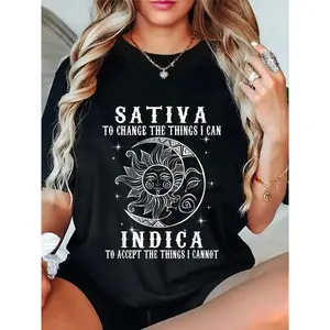 Unisex Sativa To Change The Things I Can Indica  Weed T-Shirt Casual Top