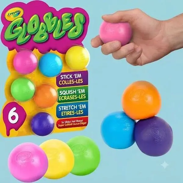Crayola Globbles Sensory Balls (6 Count) – Calming Sticky Stress Relief Toys