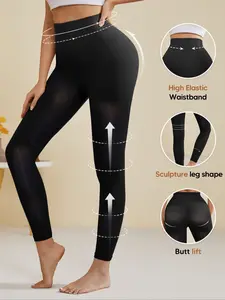 Women's High Waisted Tummy Control Shaping Leggings, Opaque Butt Lift Pantyhose, Thigh Slimmer Body Shaper Tights, Casual Fit