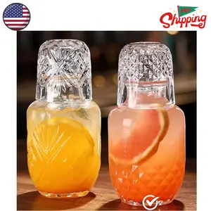 Bedside Water Carafe and Glass Set, Mfacoy 17 OZ Glasses Pitcher & 5 OZ Cup