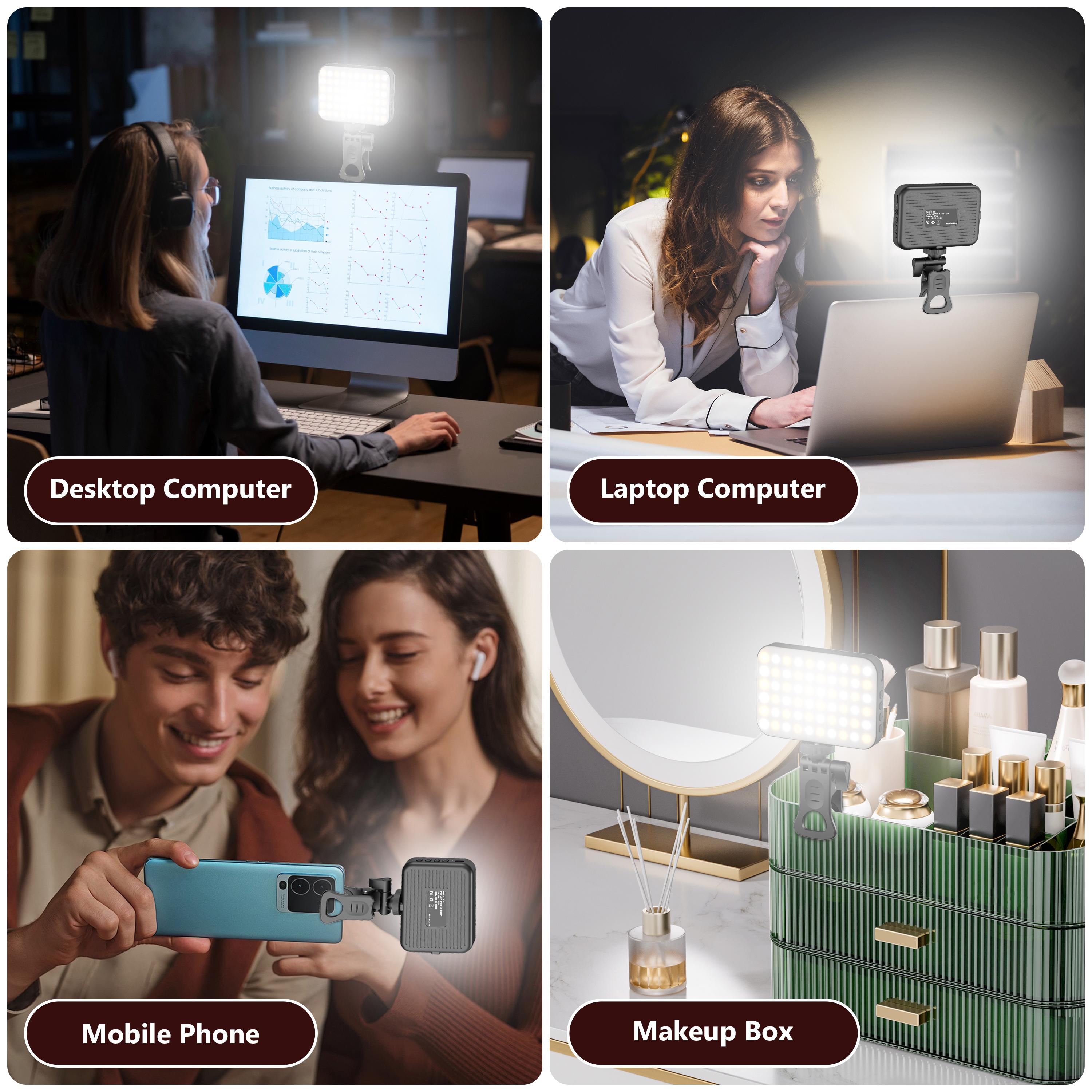 Portable Rechargeable Clip-On Selfie Light for Phones, Laptops & Tablets – Ideal for Zoom Meetings, Live Streaming, Photography, Makeup, and Content Creation Adjustable Smartphone
