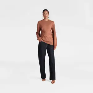KBB by KAHLANA Women's The Crossover Sweater, Chic Ribbed Jersey Nylon Fabric Hoodie Sweatshirt