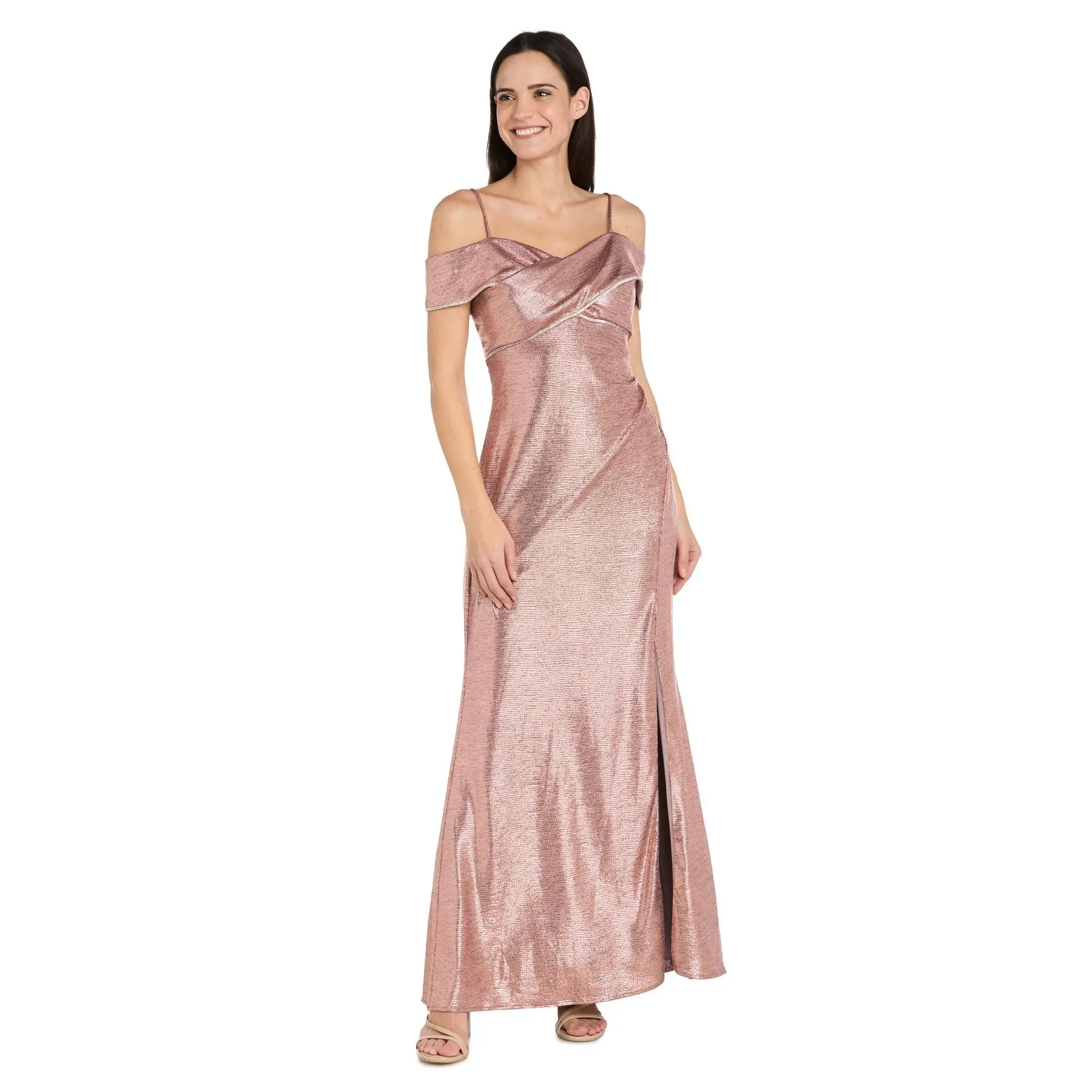 Starlight Off-Shoulder Metallic Gown