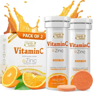 Vitamin C 1000mg Effervescent Tablets - Potent Immune Support VIT C with Zinc Supplement - Sugar-Free & Vegan Formula | Dissolvable Vitamin C Tablets - Water Soluble Fizzy Elixir - 20CT
