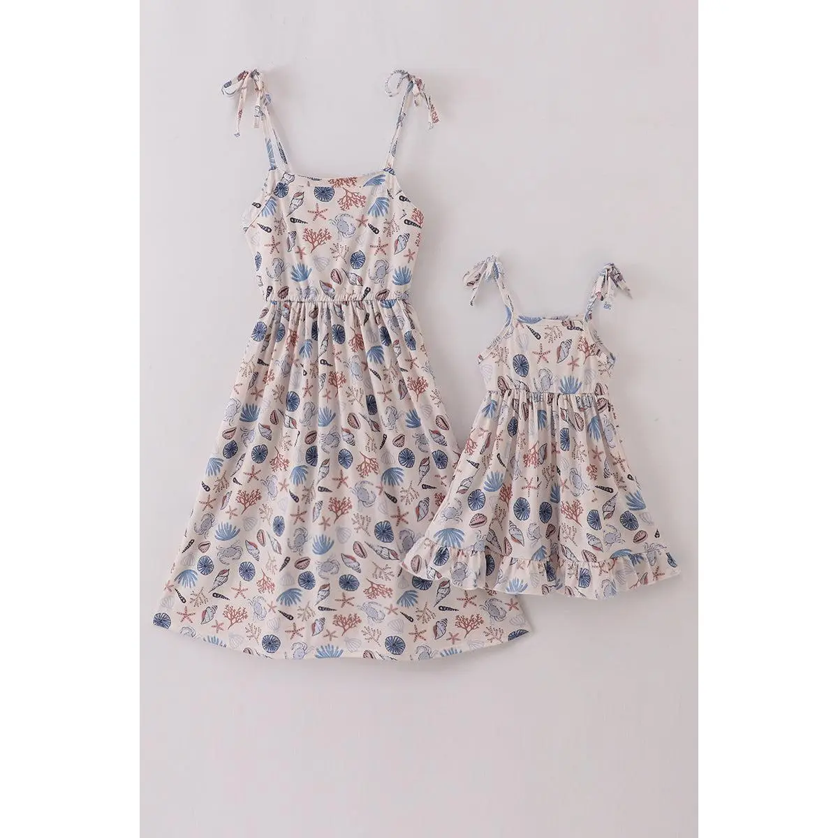 Blue ocean breeze shells print mom&me dress