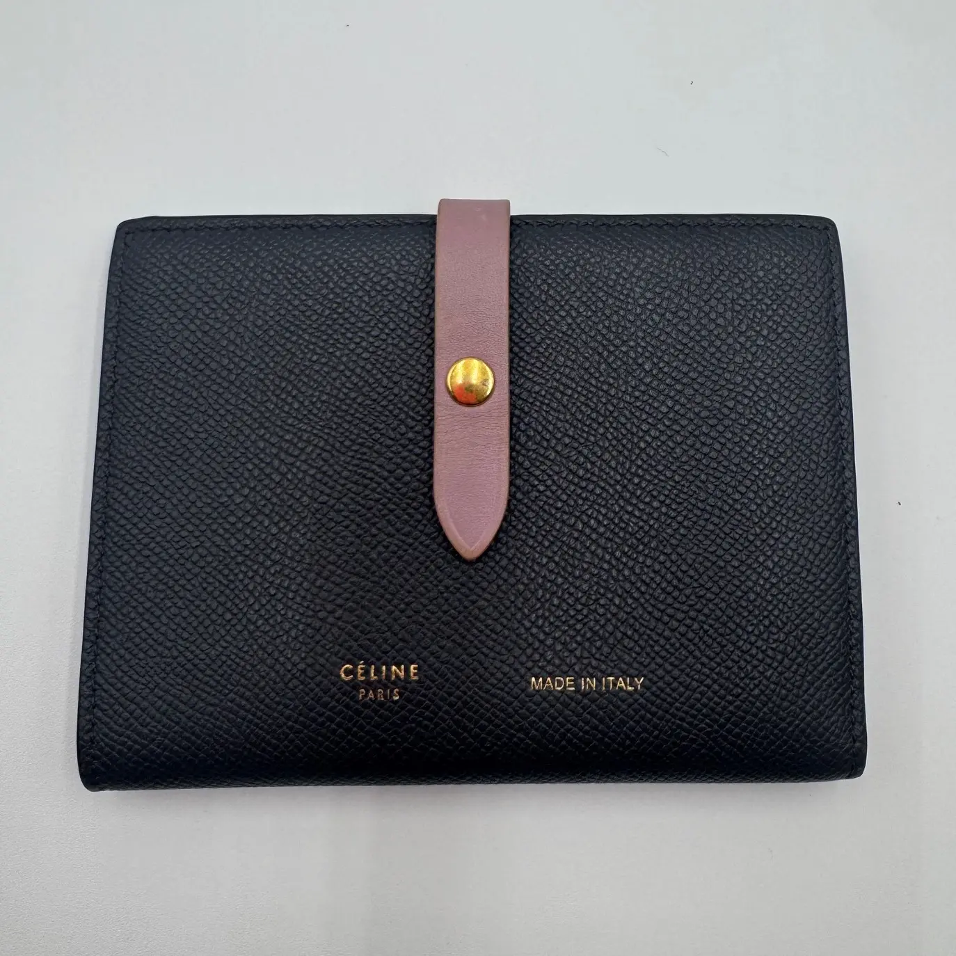 Pre-owned Celine leather Small Leather Goods Grained Calfskin Medium Multifunction Strap Wallet