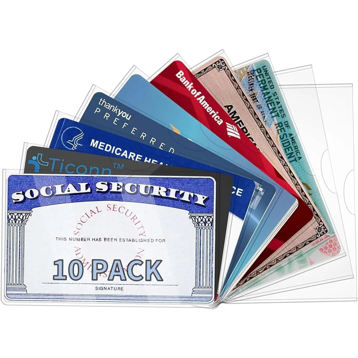 10 Pack Social Security Card Protector Medicare New Credit Card Holder,24 Mil Soft Clear Card for Waterproof SSN Card Protector，ID/Debit/Credit Card Covers Sleeve(10)