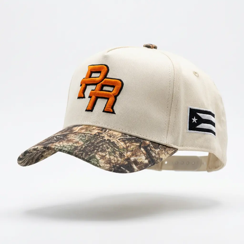 Unisex Puerto Rico Premium Soft Cotton 5-Panel Design Snapback Brimmed Cap - Camouflage Brim, Letter Embroidered PR Logo, Dry Cleaning Only, Ideal Men's Gift, Sporty Chic Letter Embroidered Hat for Running, Travel, Men's Accessories
