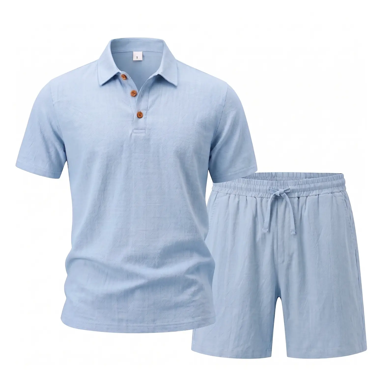 Men's Summer Linen Polo Shirt and Shorts Set, Casual Two-Piece Outfit, Lightweight Breathable Relaxed Fit Beach Vacation Daily Wear, Stylish Comfortable Summer Travel Loungewear for Men
