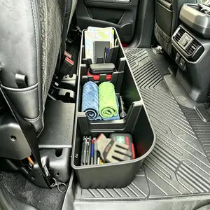 Underseat Storage Box Fit for 2015-2025  F-150 SuperCrew Cab/Crew Cab & F-250/350/450/550(2017-2025) Super Duty, 4 Divider Under Seat Storage Organizer, Black