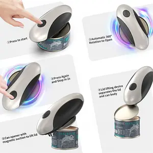 HAOHAI Self Design High End Rechargeable Electric Can Opener One Touch Automatic Can Opening with Lid Remover Smooth Edge Cutting Food Safe Easy to Use for Seniors Arthritis White